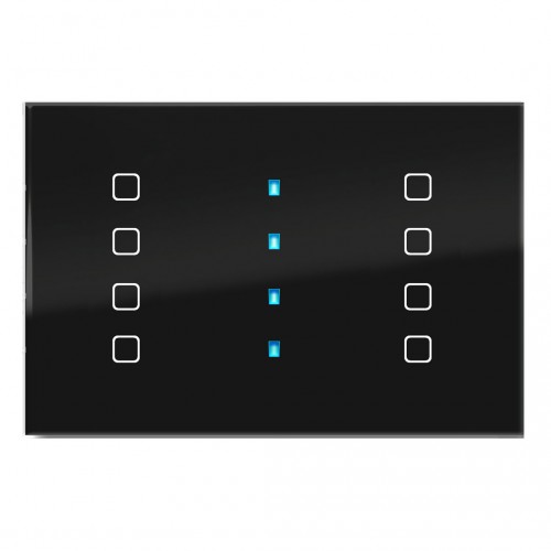 Blumotix BX–F–RB8 Стеклянная накладка на выключатель QUBIK BUTTON, 8 кнопок, прямоугольная 120X80, чёрная. арт. BX–F–RB8