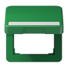 Coperchio a cerniera (con molla di richiamo) per prese e apparecchi con mascherina 50 x 50 mm, con targhetta 7 x 57 mm, verde арт. CD590BFNAKLGN