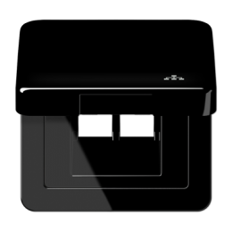 Coperchio a cerniera con simbolo "LAN" per prese e apparecchi con mascherina 50 x 50 mm, nero арт. CD590KLLANSW