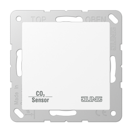 Termostato ambiente KNX con sensore CO2 e umidità aria con accoppiatore bus integrato e interfaccia per pulsanti, 2 canali, bianco alpino opaco арт. CO2A2178BFWWM