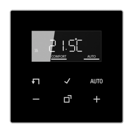 Display per termostato ambiente JUNG HOME per inserto termostato ambiente, inserti di commutazione e inserto 3 fili per derivazioni, nero арт. BTLS1791SW