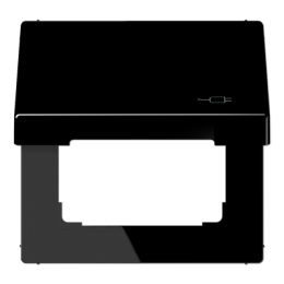 Coperchio a cerniera con simbolo "presa" per prese e apparecchi con mascherina 50 x 50 mm, nero арт. LS990BFKLSOCSW