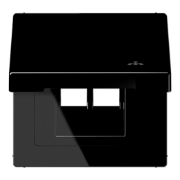 Coperchio a cerniera con simbolo "LAN" per prese e apparecchi con mascherina 50 x 50 mm, nero арт. LS990BFKLLANSW