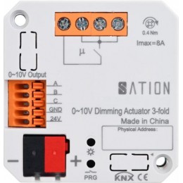 Диммер KNX 3-канальный, 0-10V, установка времени диммирования, управление сценами, задержка на вкл./выкл., установка в монтажную коробку