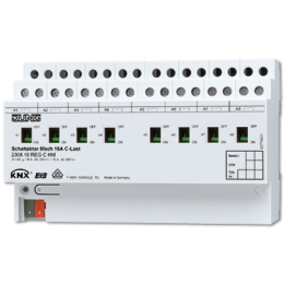 Attuatore di commutazione KNX a 8 canali, per carico C, con misurazione della corrente sul carico арт. 2308.16REGCHM