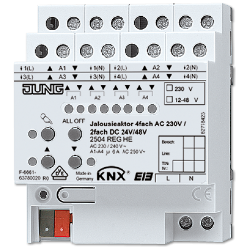 KNX 4-канальный привод управления жалюзи 230 В переменного тока, 2-канальный 24 В постоянного тока арт. 2504REGHE