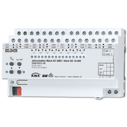 KNX 8-канальный 230V AC привод жалюзи, 4-канальный 24V DC арт. 2508REGHE