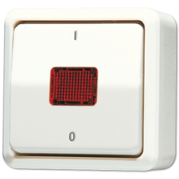 Switch di controllo a bilanciere 10 AX 250 V~ con lampada fluorescente art. 90 e uscita luce arancione art. N. 33O, Switch 2 P, bianco арт. 602KOA