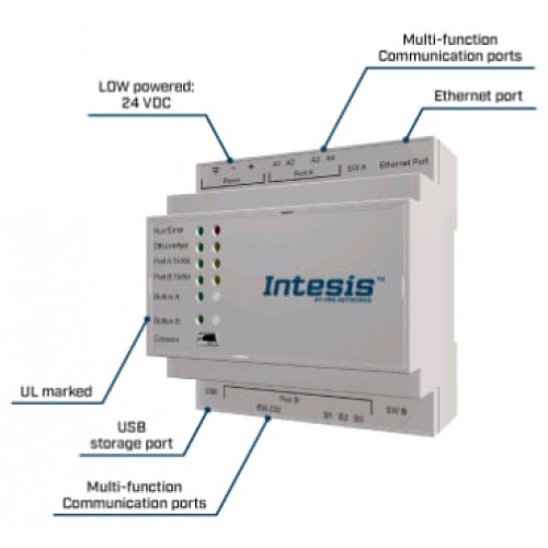 Intesis IN701KNX3K00000 Шлюз ASCII Транслятор протоколов Intesis с поддержкой KNX, Serial и IP — 3000 точек